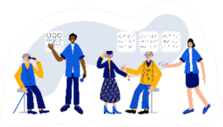 In The Optical Store Young Doctors Illustration Sticker