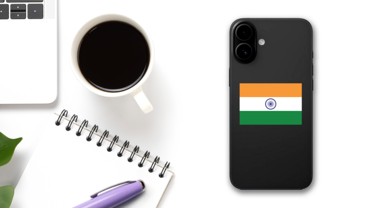 India Country Flag Sticker on a Phone (New) example