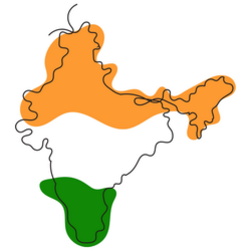 India Country Map One Line Art Sticker