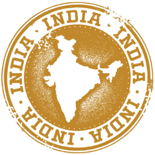 India Country Stamp In Tan Sticker