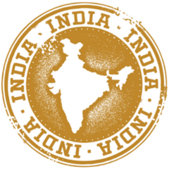 India Country Stamp In Tan Sticker