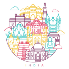 India Detailed Skyline Travel Sticker