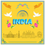 India Famous Monuments Yellow Square Sticker