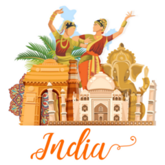 India Illustration With Indian Colorful Lettering Sticker