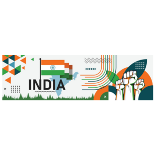 India National Day Banner With Map Sticker