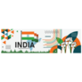 India National Day Banner With Map Sticker