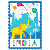 India Postage Stamp Colorful Elephant And Taj Mahal Sticker 