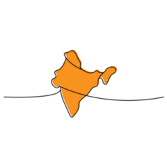 India Silhouette Orange One Line Map Sticker