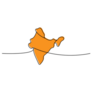 India Silhouette Orange One Line Map Sticker