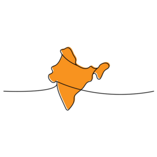 India Silhouette Orange One Line Map Sticker