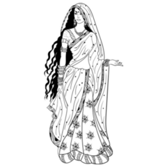 Indian Bride Line Drawing Sticker
