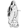Indian Bride Line Drawing Sticker