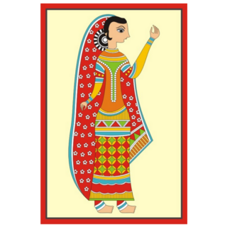 Indian Folk Painting Of A Woman Sticker