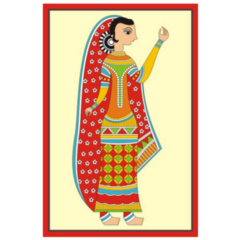 Indian Folk Painting Of A Woman Sticker