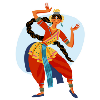 Indian Girl Dancing In Festive Traditional Costume Sticker