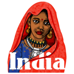  Indian Girl Retro Vintage Colorful Sticker