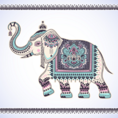 Indian Lotus Ethnic Elephant Sticker