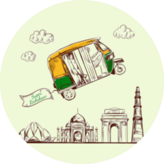 Indian Rickshaw Above New Delhi Sticker
