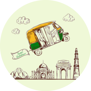 Indian Rickshaw Above New Delhi Sticker