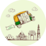 Indian Rickshaw Above New Delhi Sticker