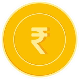 Indian Rupee Gold Coin Illustration Sticker