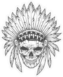 Indian Skull With Feather Headdress Sticker