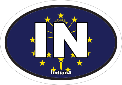 Indiana In State Flag Oval Sticker