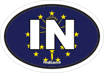 Indiana In State Flag Oval Sticker