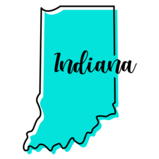Indiana Map In Blue With Lettering Sticker