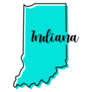 Indiana Map In Blue With Lettering Sticker
