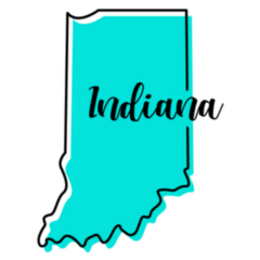 Indiana Map In Blue With Lettering Sticker