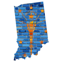 Indiana Map On A Brick Wall - Illustration Sticker