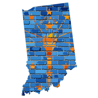 Indiana Map On A Brick Wall - Illustration Sticker