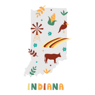 Indiana State Symbols Cartoon Sticker