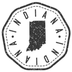 Indiana, Usa Map Stamp Retro Sticker