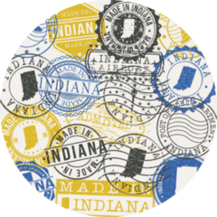 Indiana, Usa Set Of Stamps Travel Passport Sticker