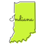 Indiana - Usa State Map Lettering Sticker
