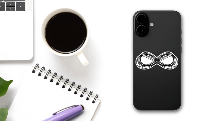 Infinity Symbol Lines Hand Drawn Sticker on a Phone (New) example
