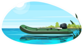 Inflatable Boat With Engine And Beautiful Scenery Sticker