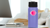 Inflatable Pink Flamingo Top View Sticker on a Water Bottle (New) example