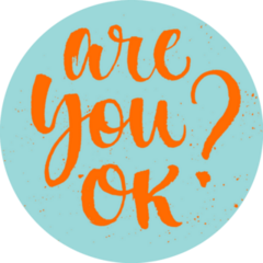 Ink And Brush Are You Ok? Blue And Orange Sticker 
