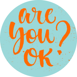 Ink And Brush Are You Ok? Blue And Orange Sticker 