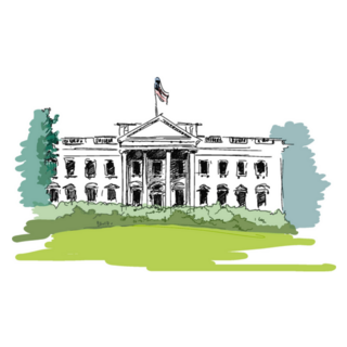 Ink Drawing Of White House Residence In Washington DC Sticker