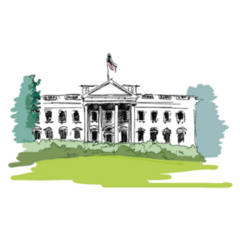 Ink Drawing Of White House Residence In Washington DC Sticker