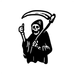 Ink Drawn A Thumb Up Ghost Death Sticker