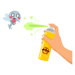 Insecticide Bottle Spraying Scared Mosquito Sticker