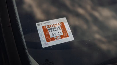 Inside Application Parking Permit Sticker on Car Windshield