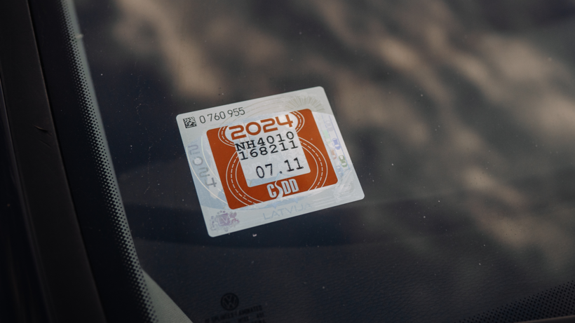 Inside Application Parking Permit Sticker on Car Windshield