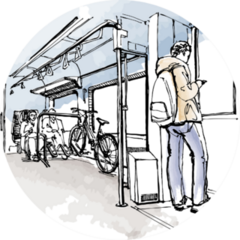 Inside The Suburban Train Carriage Watercolor Sticker