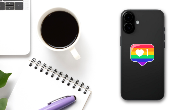 Instagram Like Icon Sticker on a Phone (New) example